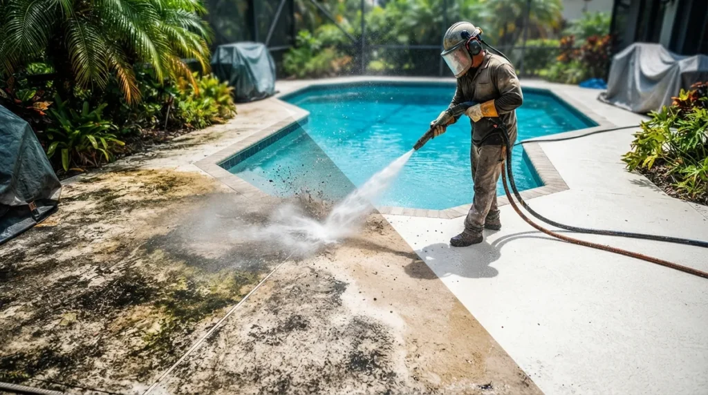 Pool Deck Blasting: Restore Your Florida Patio Fast