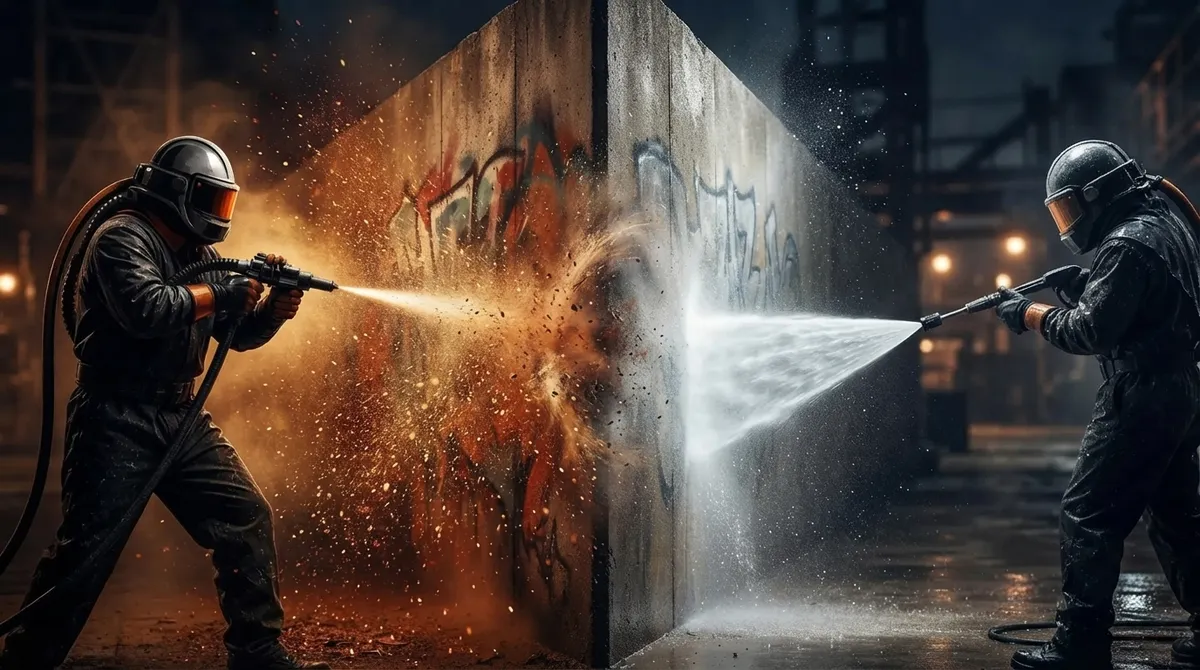 sandblasting vs pressure washing for concrete