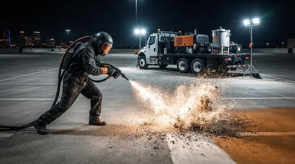 how to clean a concrete parking lot or sidewalk