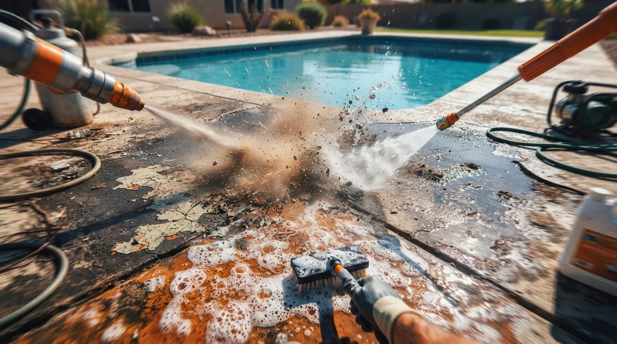 how to prep a pool deck for resurfacing