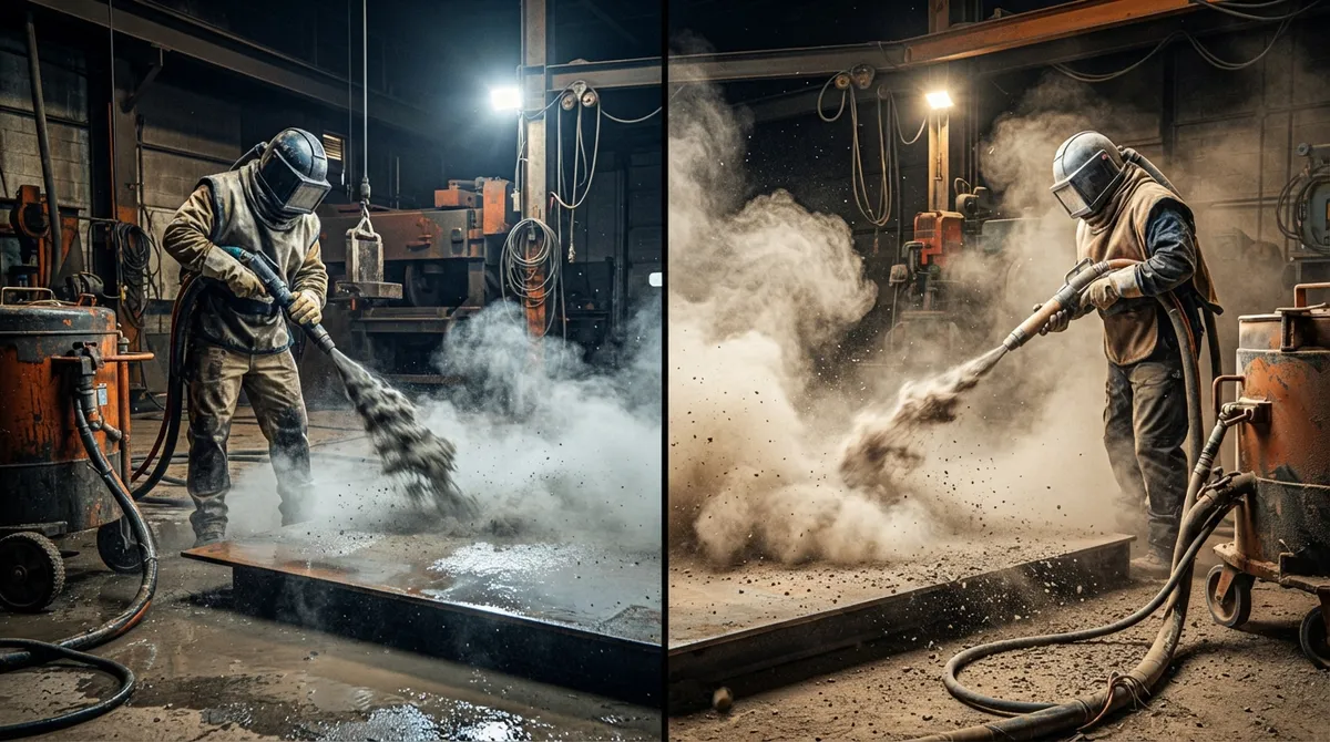 wet sandblasting vs dry