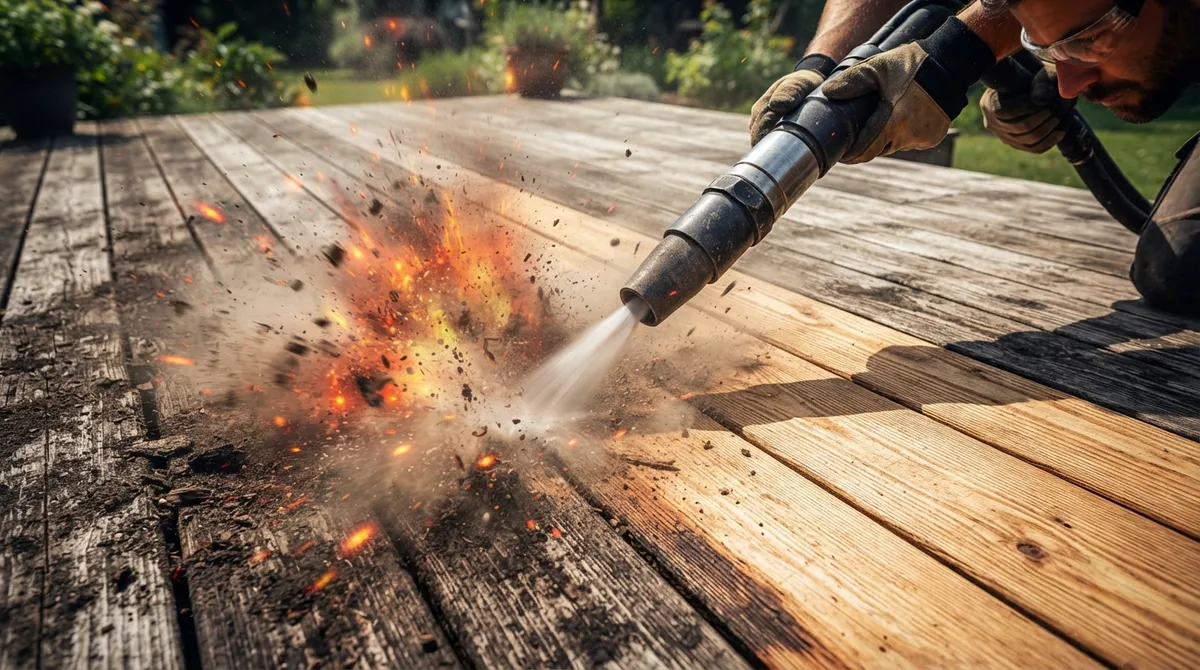 can you sandblast a wood deck without damaging it