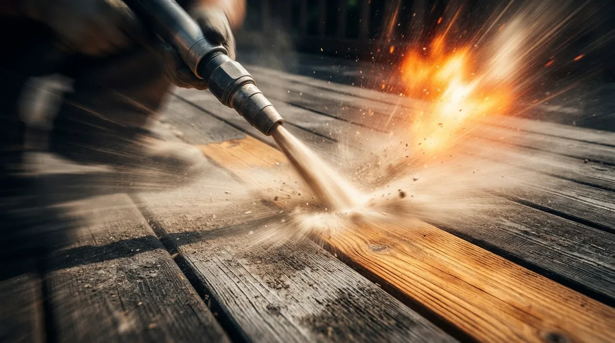 can you sandblast a wood deck without damaging it