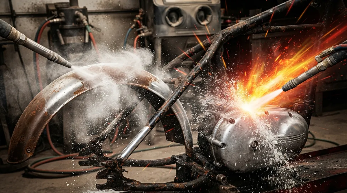 motorcycle restoration blasting