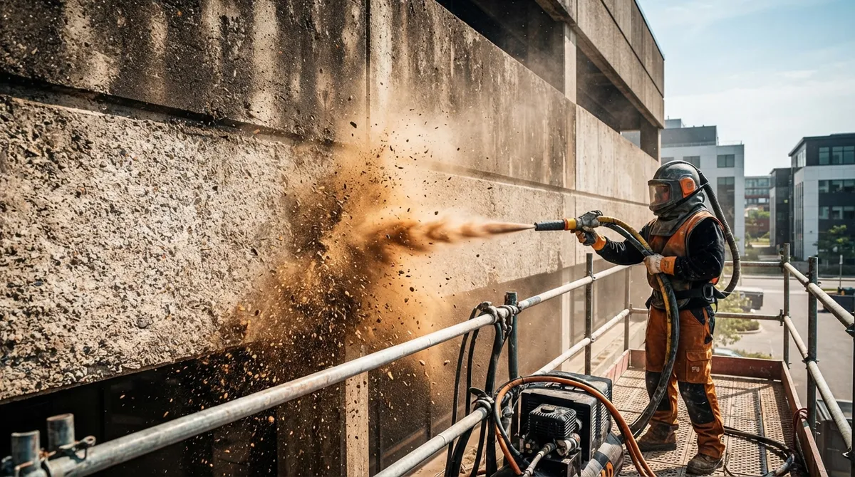 sandblasting commercial buildings