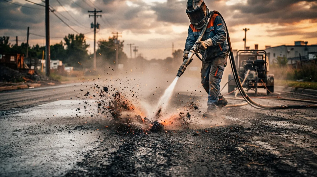 asphalt blasting