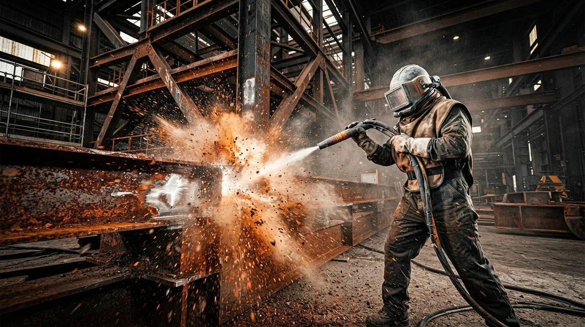 sandblasting structural steel