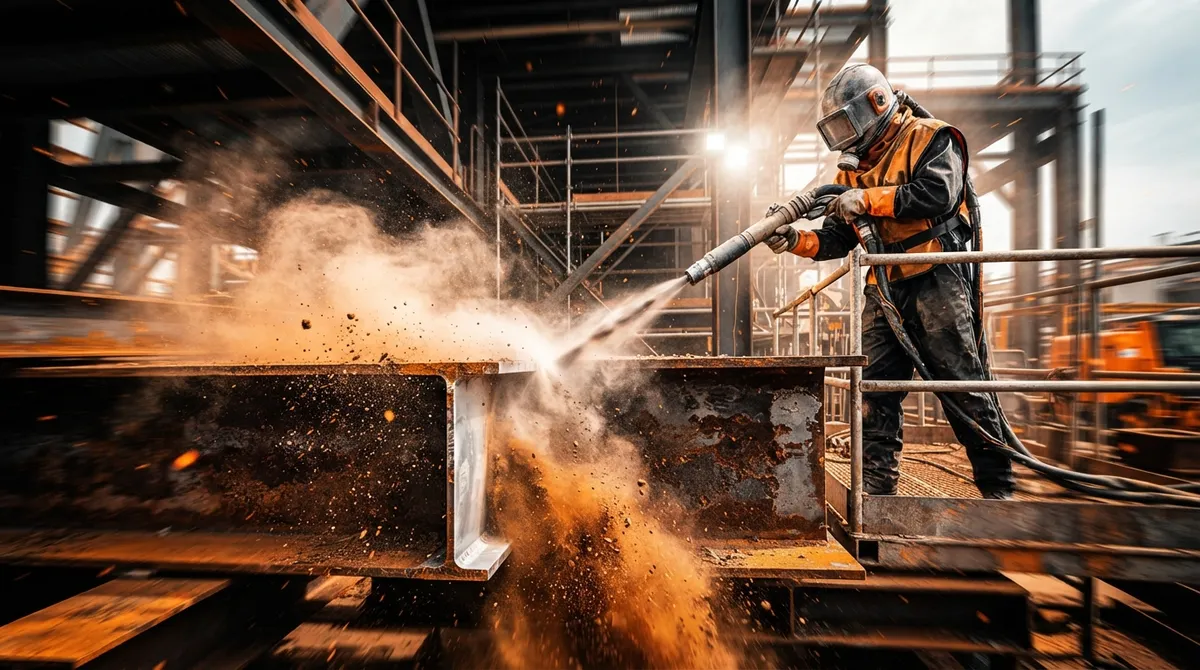 sandblasting structural steel