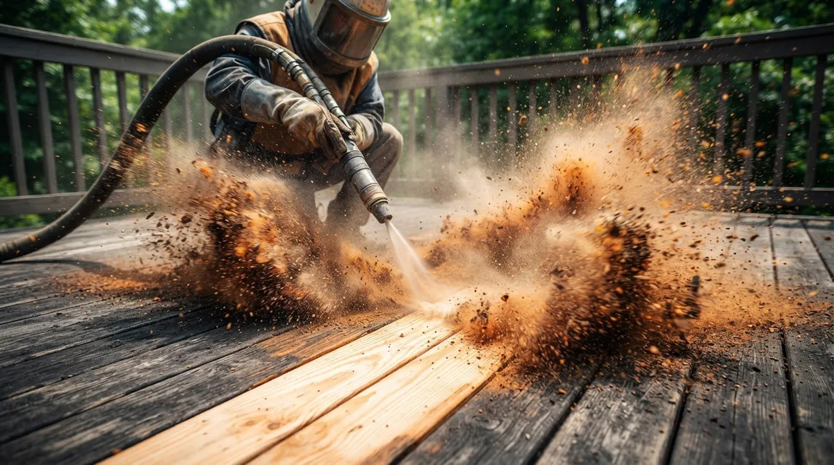 sandblasting deck refinishing