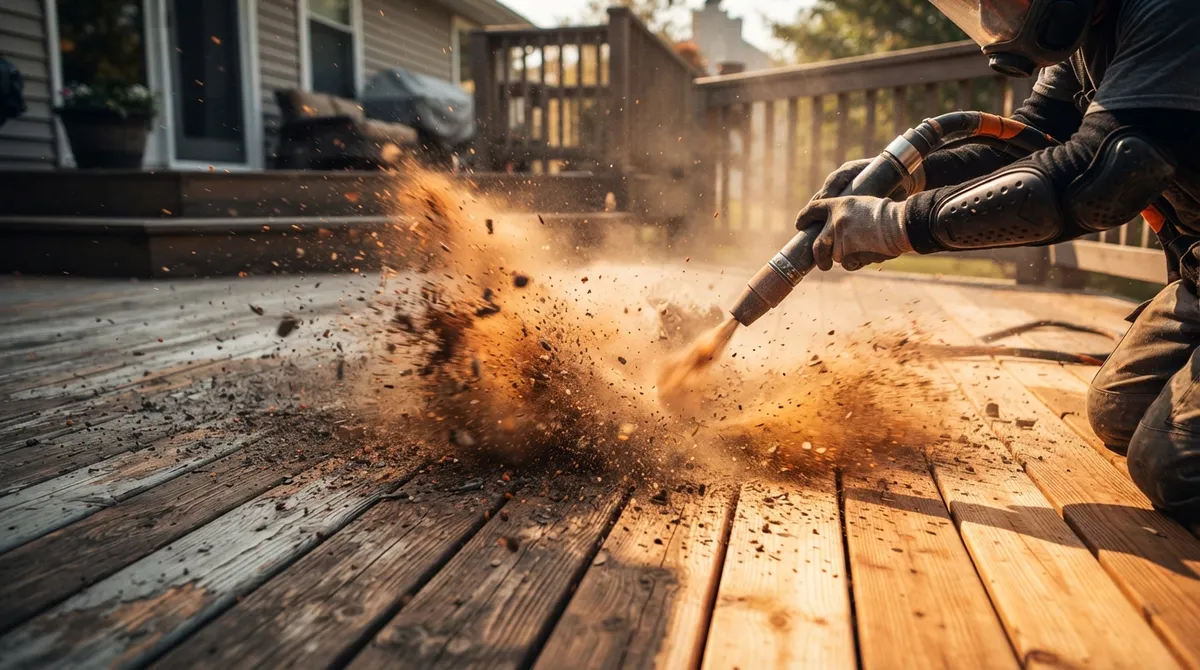 sandblasting deck refinishing